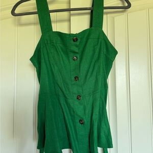 Who What Wear Green Button-Up Tank Top